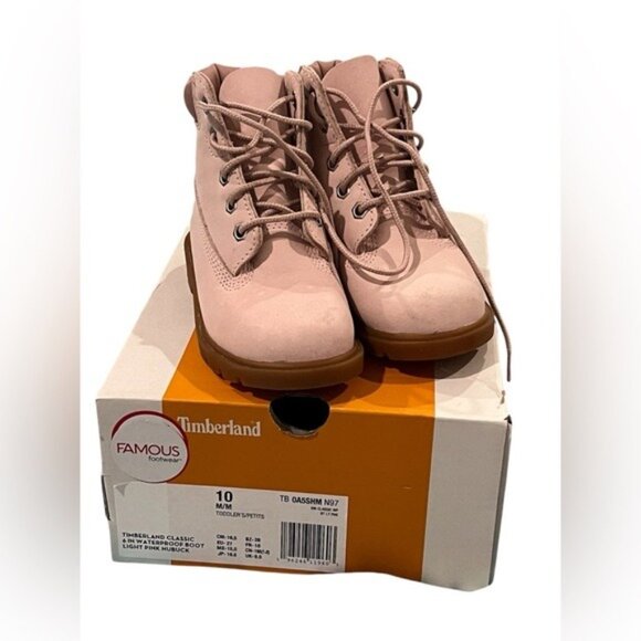 Timberland Classic Pink Nubuck Leather Girls Boots Size 10 With Rubber Sole - Picture 10 of 10